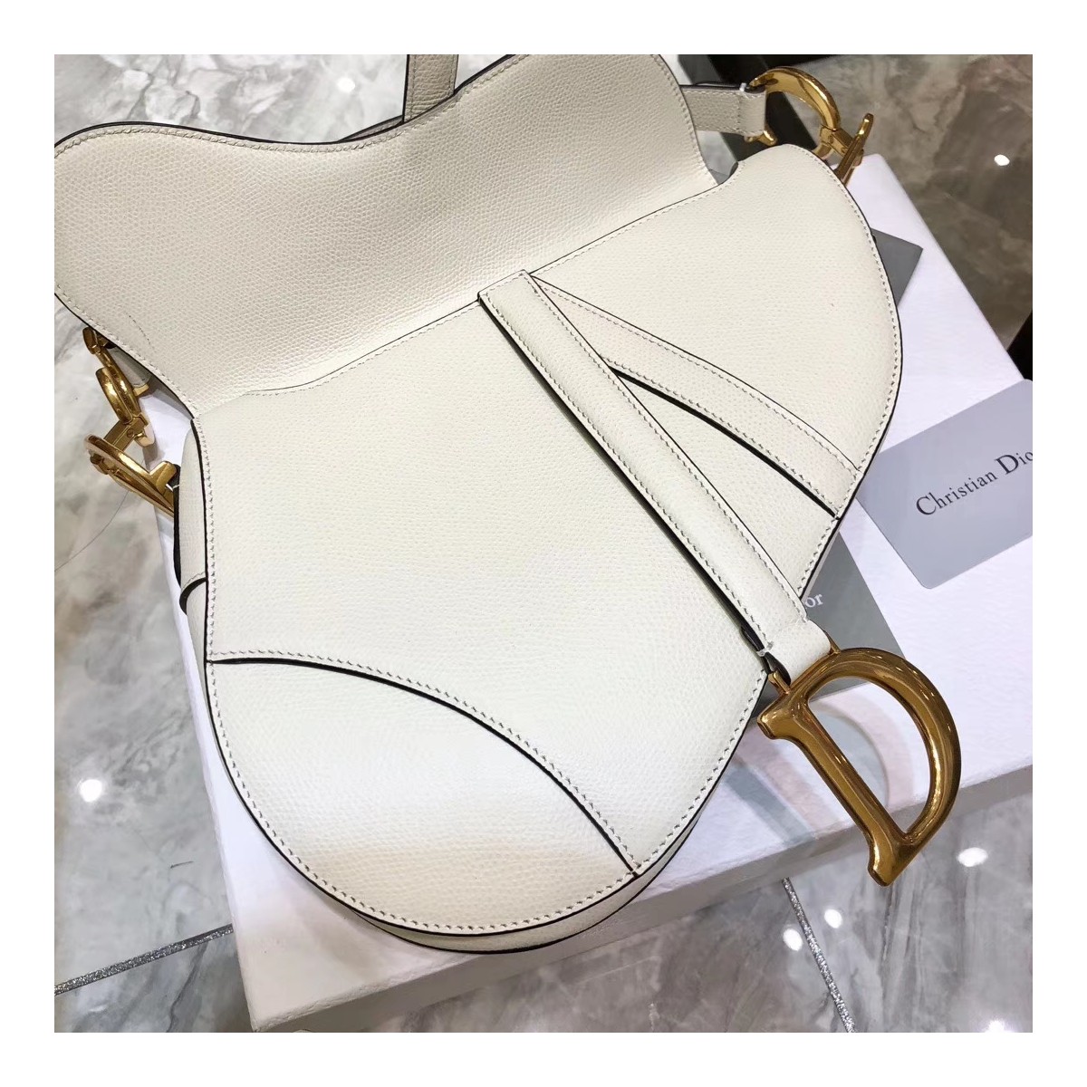 Christian Dior Grained Calfskin Saddle Bag M0446