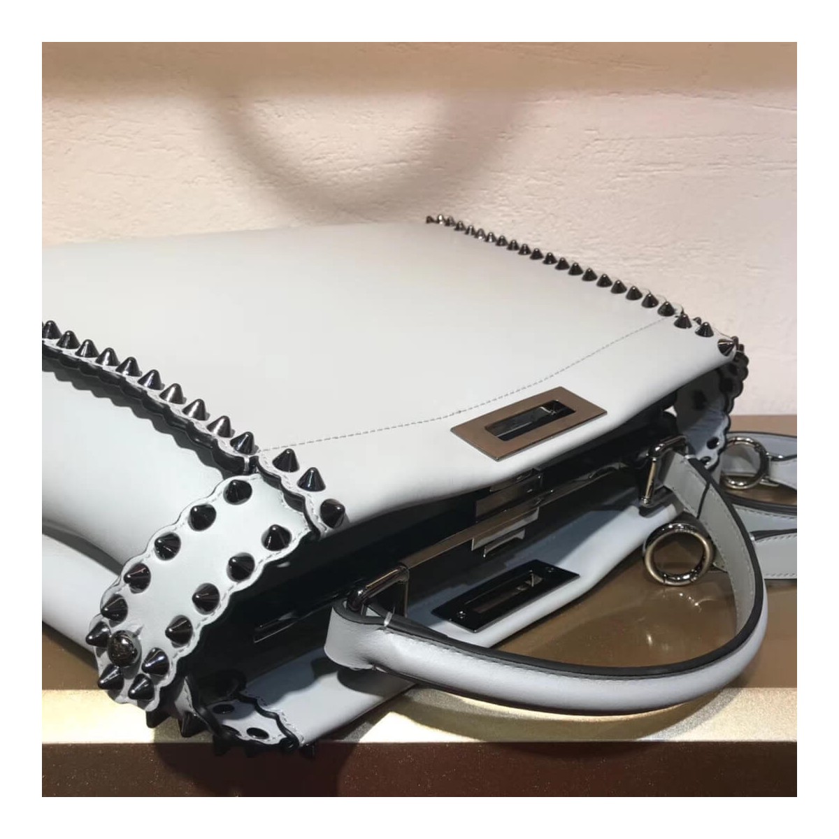 Fendi Peekaboo Medium with Metal-Plated Micro Studs 8BN290 Fendi Peekaboo Medium with Metal-Plated Micro Studs 8BN290