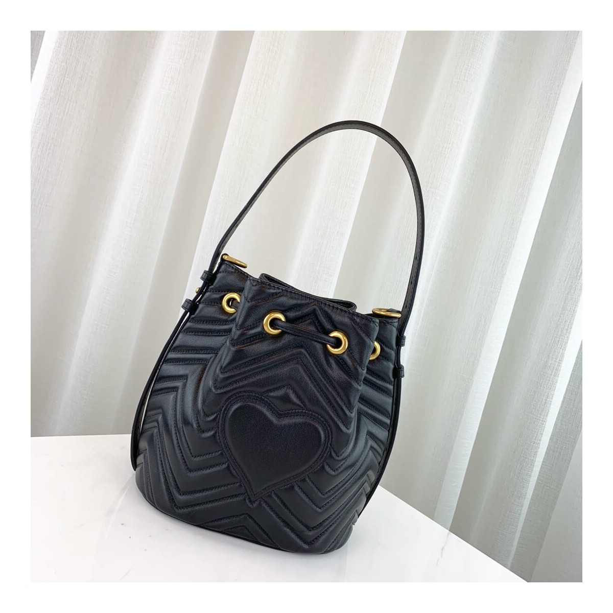 Gucci GG Marmont Quilted Leather Bucket Bag 476674 Gucci GG Marmont Quilted Leather Bucket Bag 476674