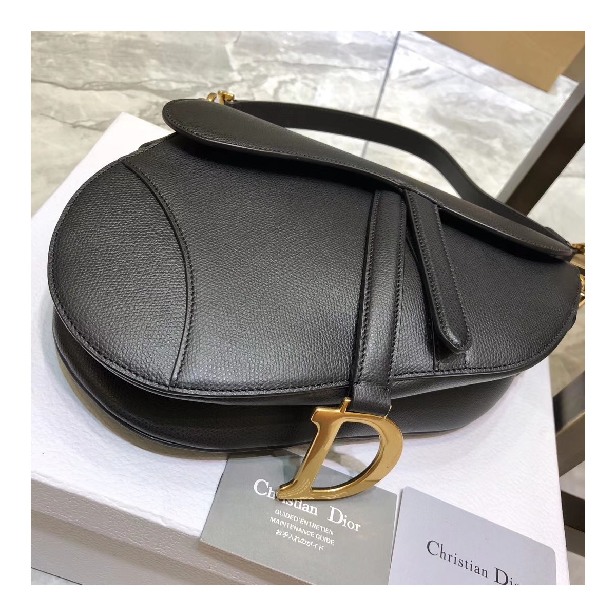 Christian Dior Grained Calfskin Saddle Bag M0446