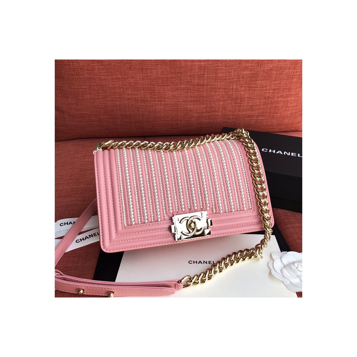 Chanel Imitation Pearls Boy Chanel Handbag A67086 Chanel Imitation Pearls Boy Chanel Handbag A67086