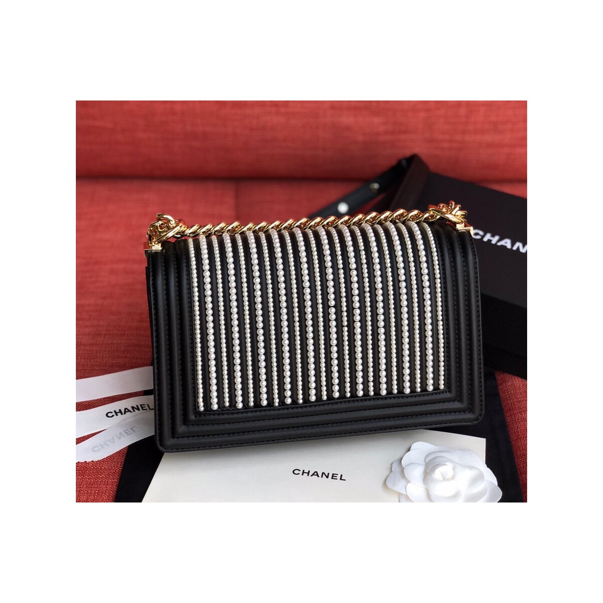 Chanel Imitation Pearls Boy Chanel Handbag A67086 Chanel Imitation Pearls Boy Chanel Handbag A67086