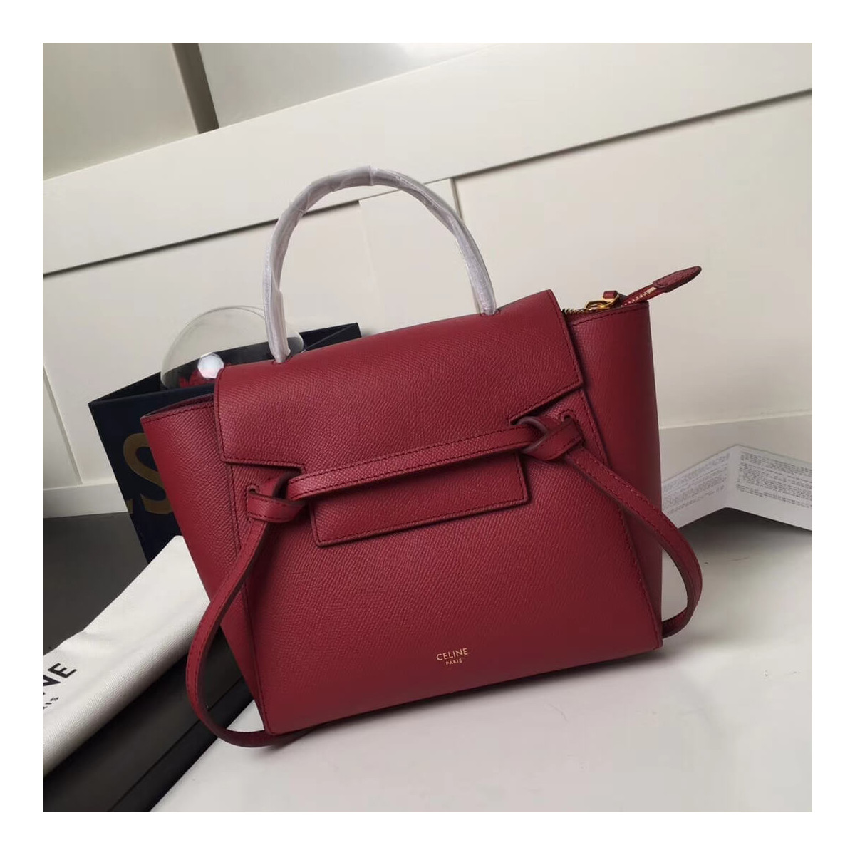 Celine Micro Belt Bag In Grained Calfskin 189153 Ruby Celine Micro Belt Bag In Grained Calfskin 189153 Ruby