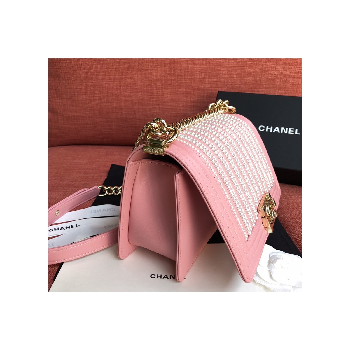 Chanel Imitation Pearls Boy Chanel Handbag A67086 Chanel Imitation Pearls Boy Chanel Handbag A67086