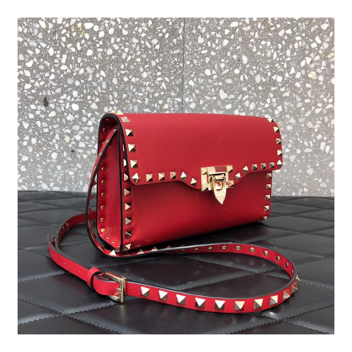Valentino Garavani Rockstud Calfskin Crossbody Bag 0181 Valentino Garavani Rockstud Calfskin Crossbody Bag 0181