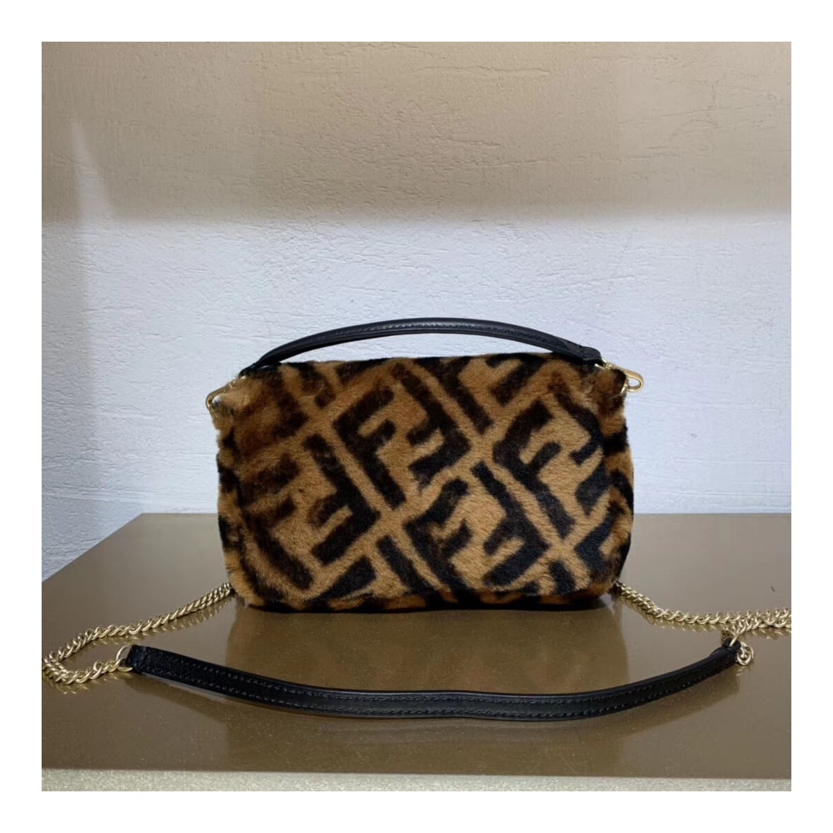 Fendi Sheepskin Mini Baguette Bag 8BS017 Fendi Sheepskin Mini Baguette Bag 8BS017