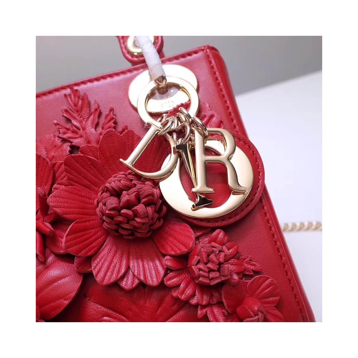 Christian Dior Lambskin Embroidered Flowers Mini "Lady Dior" Bag M0565 Christian Dior Lambskin Embroidered Flowers Mini "Lady Dior" Bag M0565