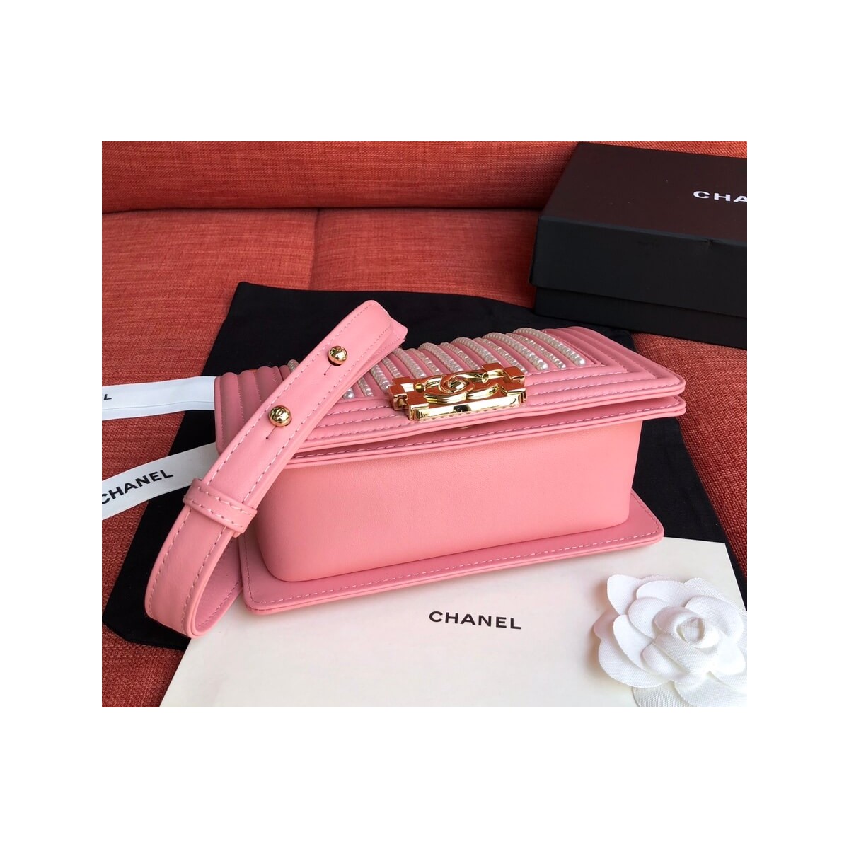 Chanel Imitation Pearls Small Boy Chanel Handbag A67085 Chanel Imitation Pearls Small Boy Chanel Handbag A67085
