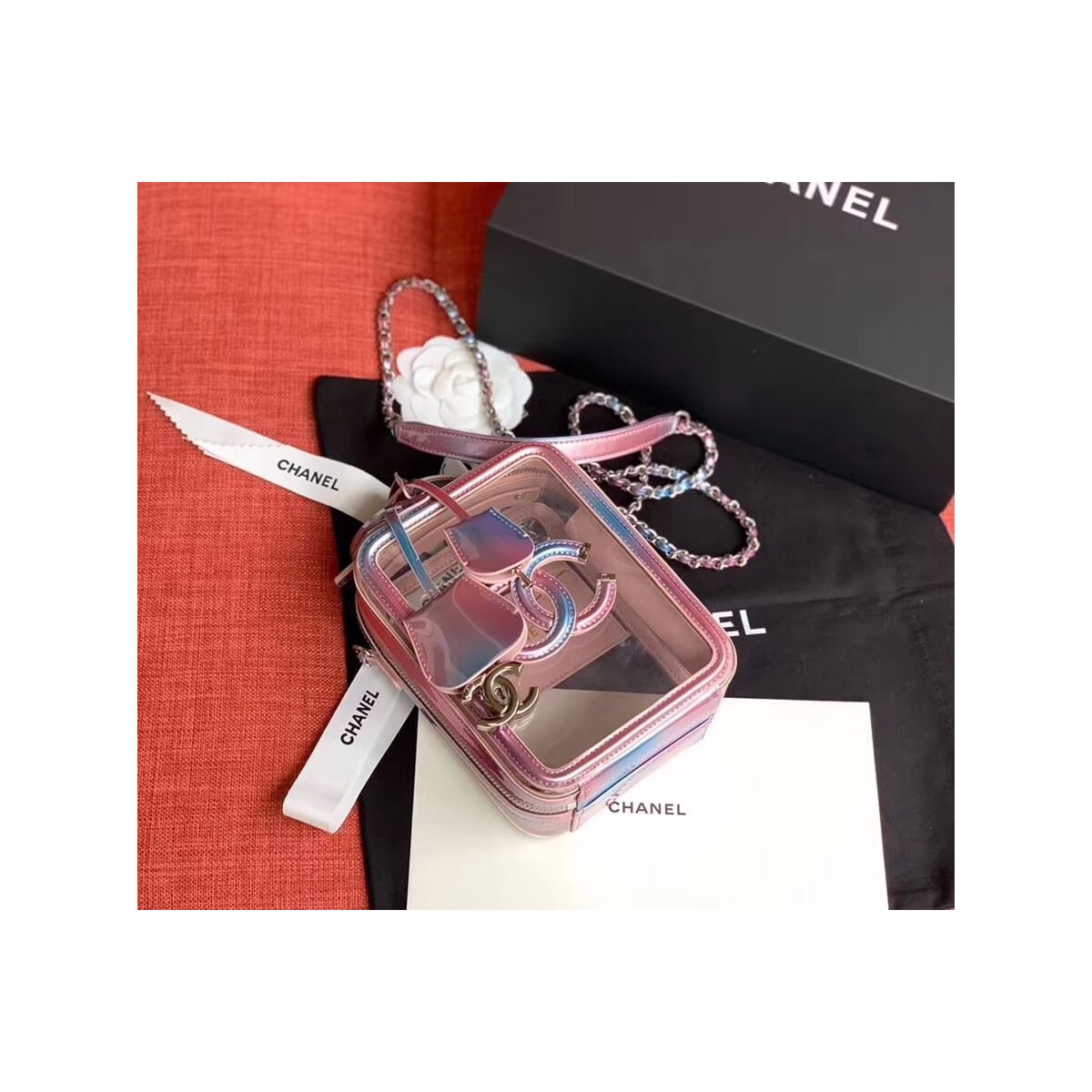 Chanel Vanity Case In Multicolour PVC AS0988 Pink Chanel Vanity Case In Multicolour PVC AS0988 Pink