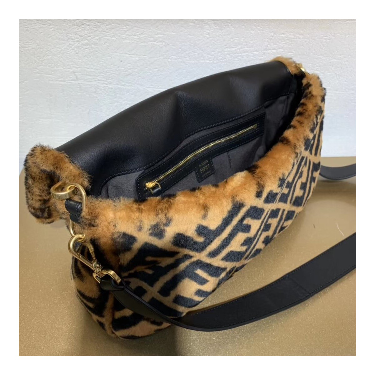 Fendi Sheepskin Large Baguette Bag 8BR771 Fendi Sheepskin Large Baguette Bag 8BR771
