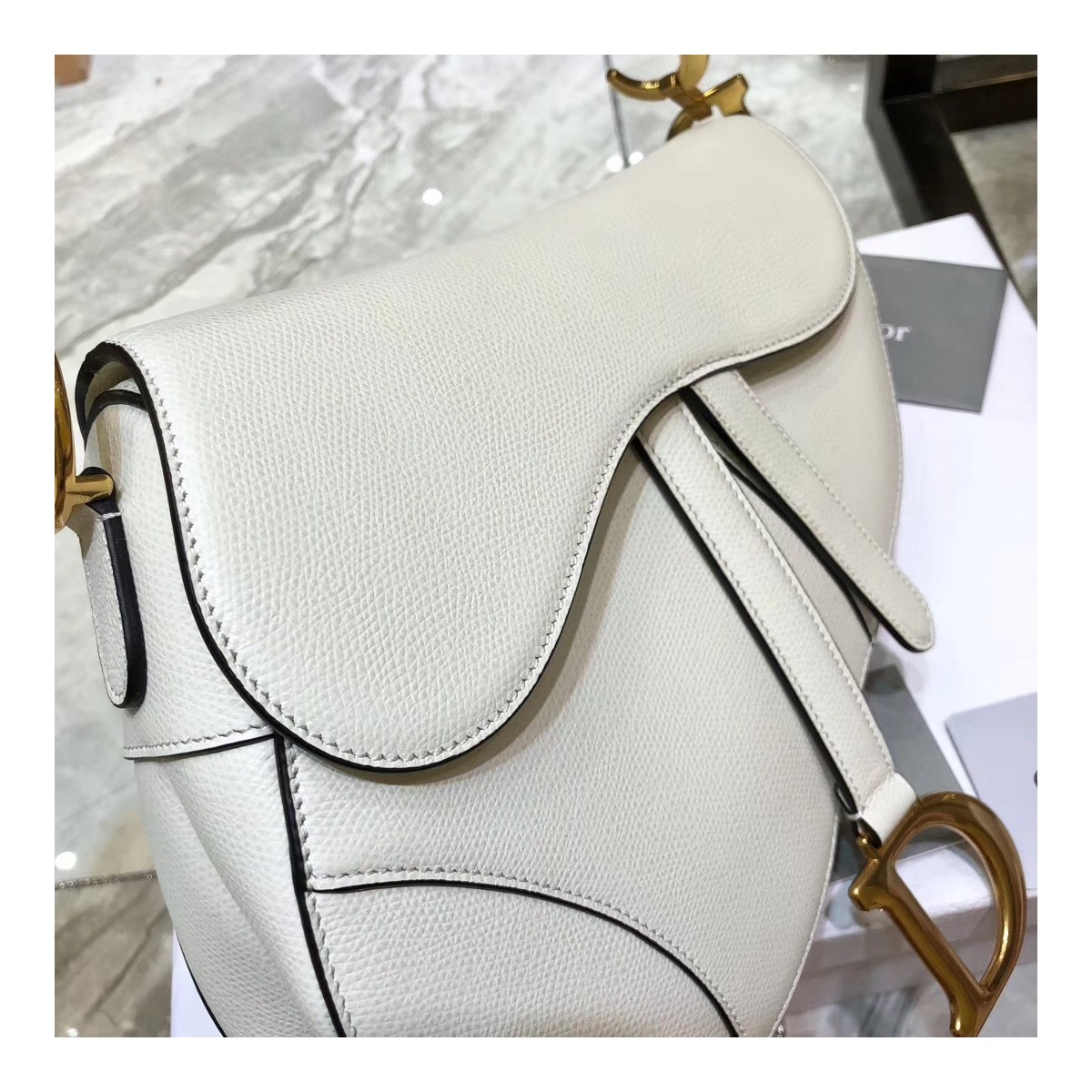 Christian Dior Grained Calfskin Saddle Bag M0446