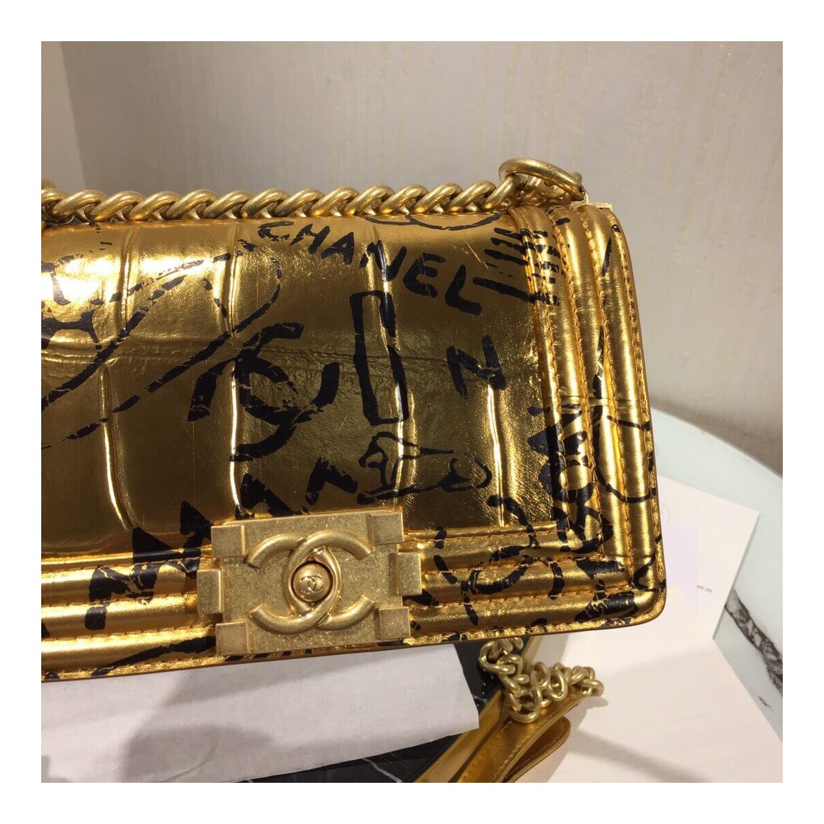 Chanel Crocodile Embossed Boy Chanel Handbag A67086 Chanel Crocodile Embossed Boy Chanel Handbag A67086