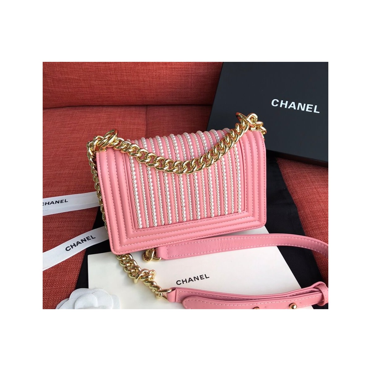 Chanel Imitation Pearls Small Boy Chanel Handbag A67085 Chanel Imitation Pearls Small Boy Chanel Handbag A67085