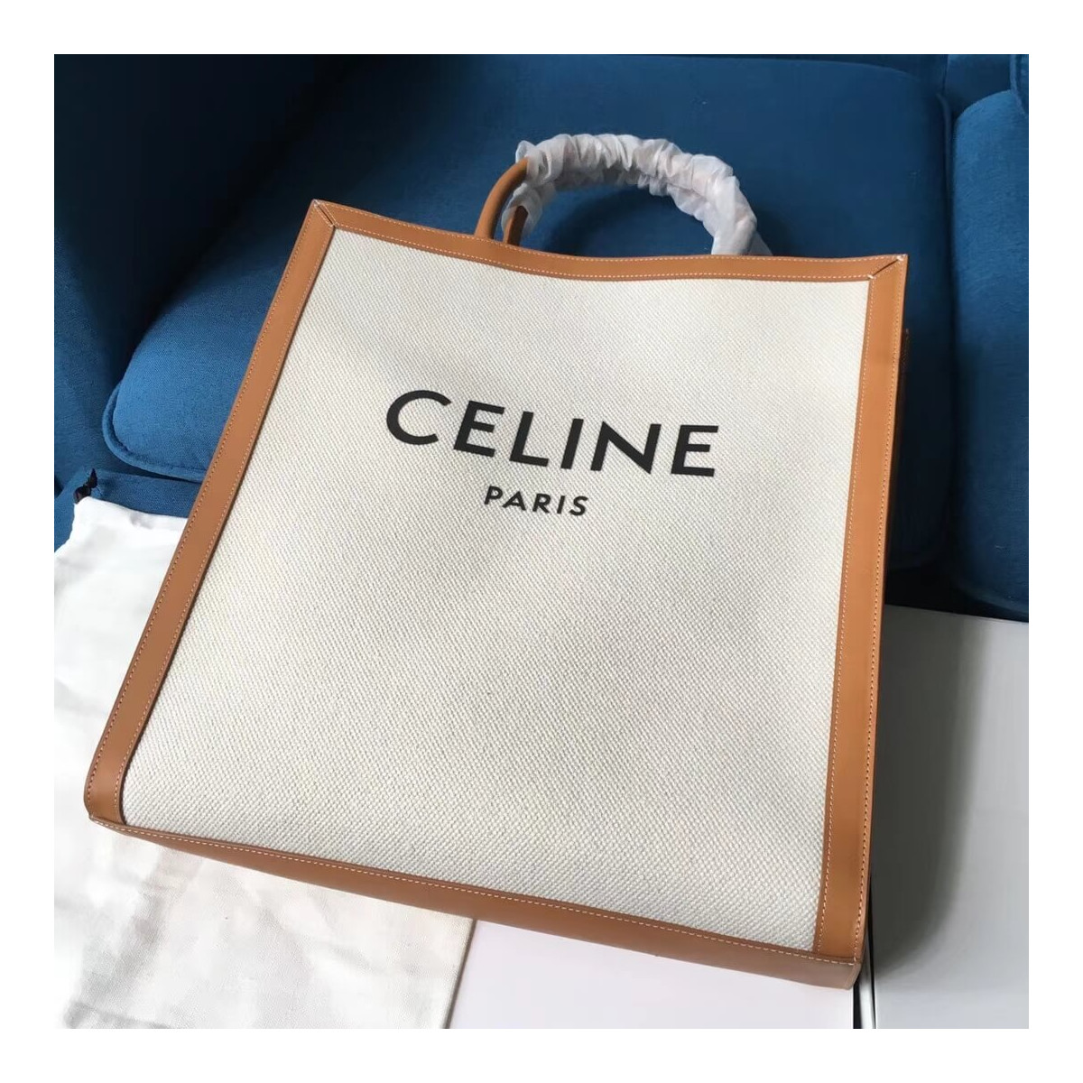 Celine Vertical Cabas Celine In Canvas With Celine Print And Calfskin 190402 Celine Vertical Cabas Celine In Canvas With Celine Print And Calfskin 190402