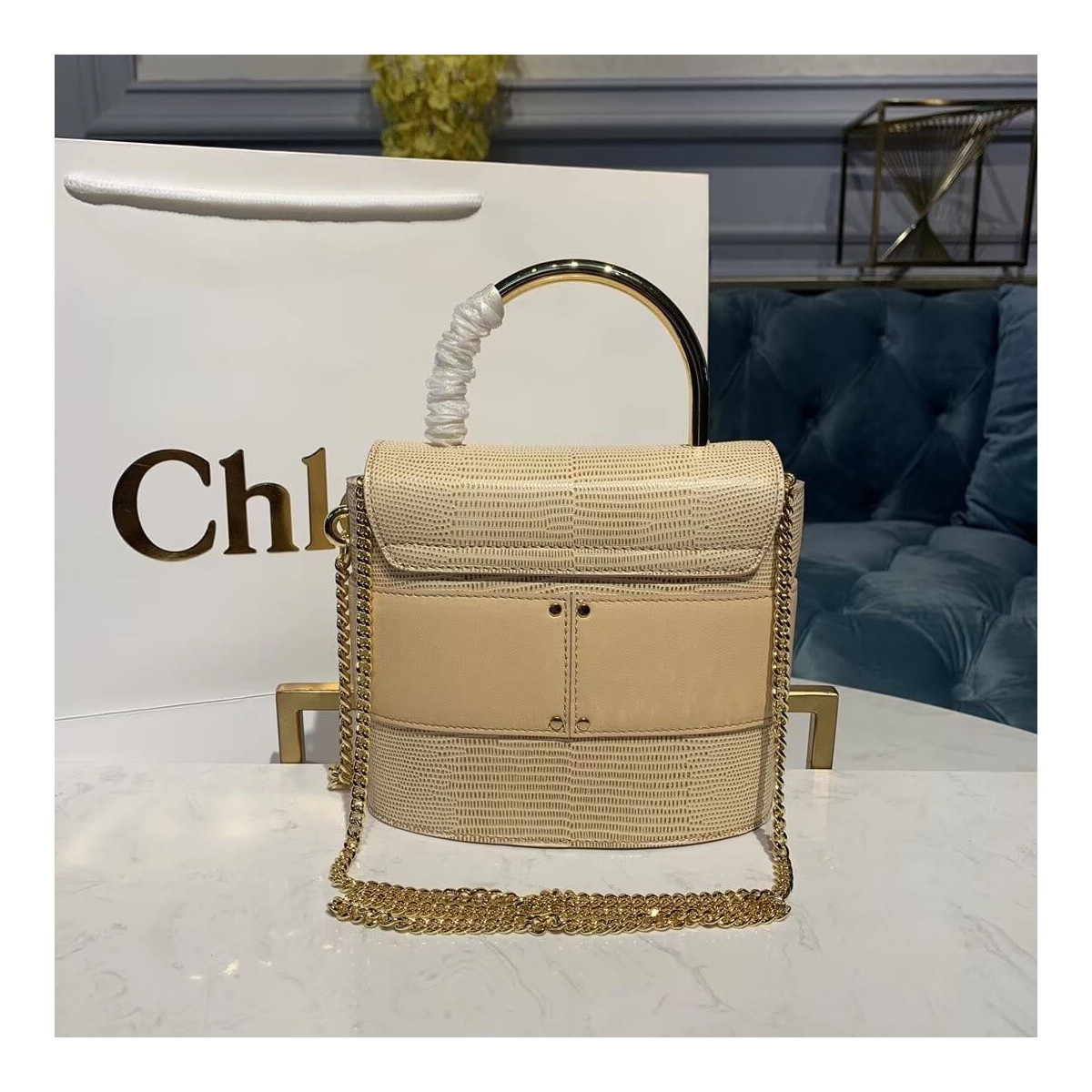 Chloe Small Aby Lock Chain Bag Embossed Lizard Effect S1220 Chloe Small Aby Lock Chain Bag Embossed Lizard Effect S1220
