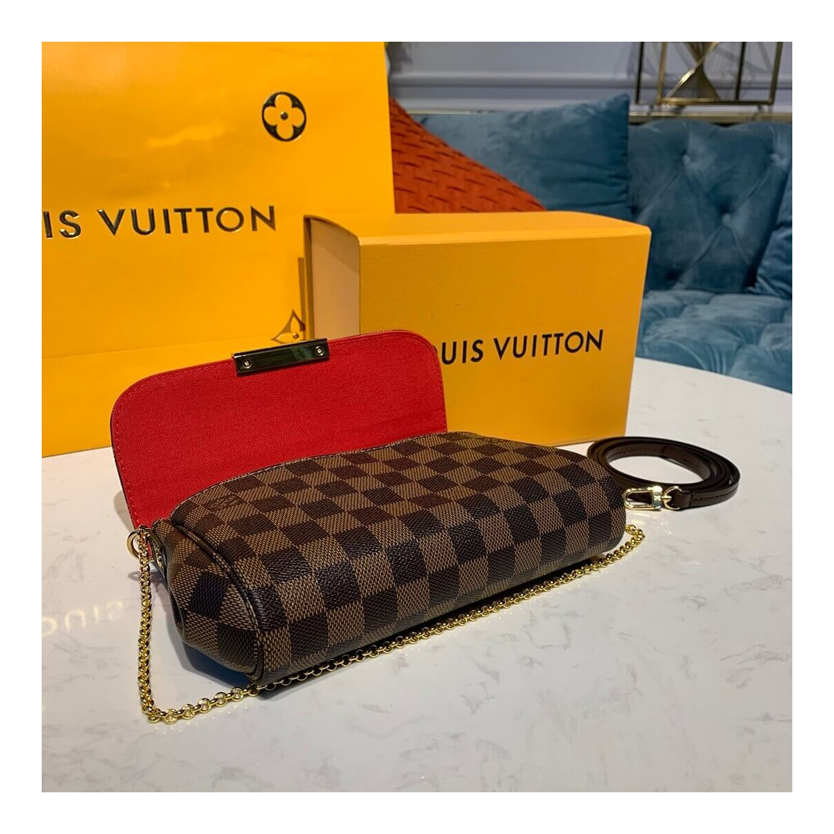 Louis Vuitton Damier Ebene Canvas Favorite PM N41276 Louis Vuitton Damier Ebene Canvas Favorite PM N41276