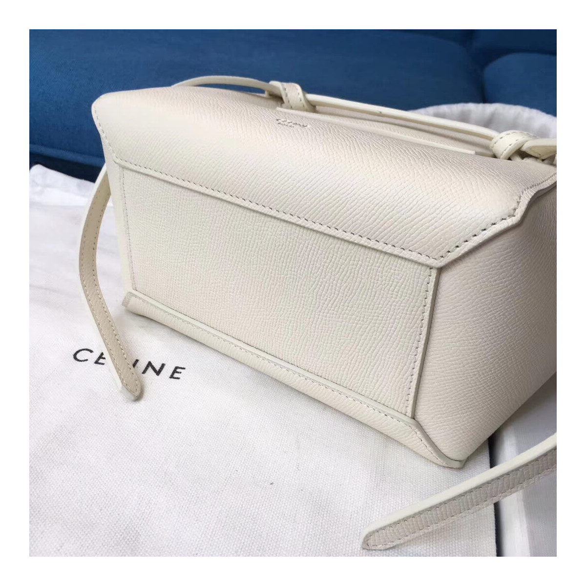 Celine Micro Belt Bag In Grained Calfskin 189153 White Celine Micro Belt Bag In Grained Calfskin 189153 White
