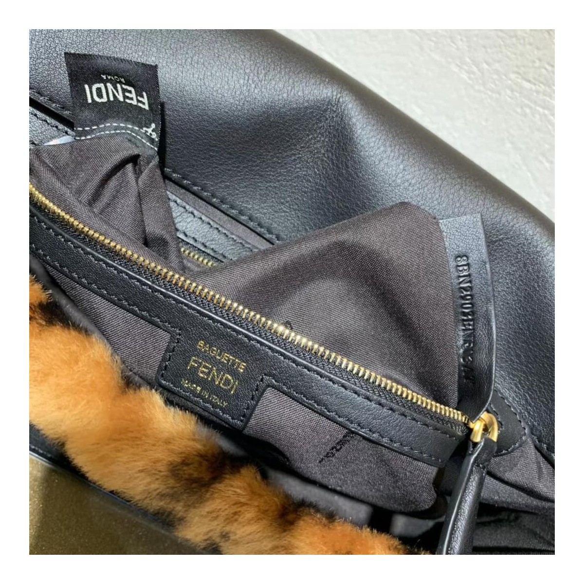 Fendi Sheepskin Large Baguette Bag 8BR771 Fendi Sheepskin Large Baguette Bag 8BR771