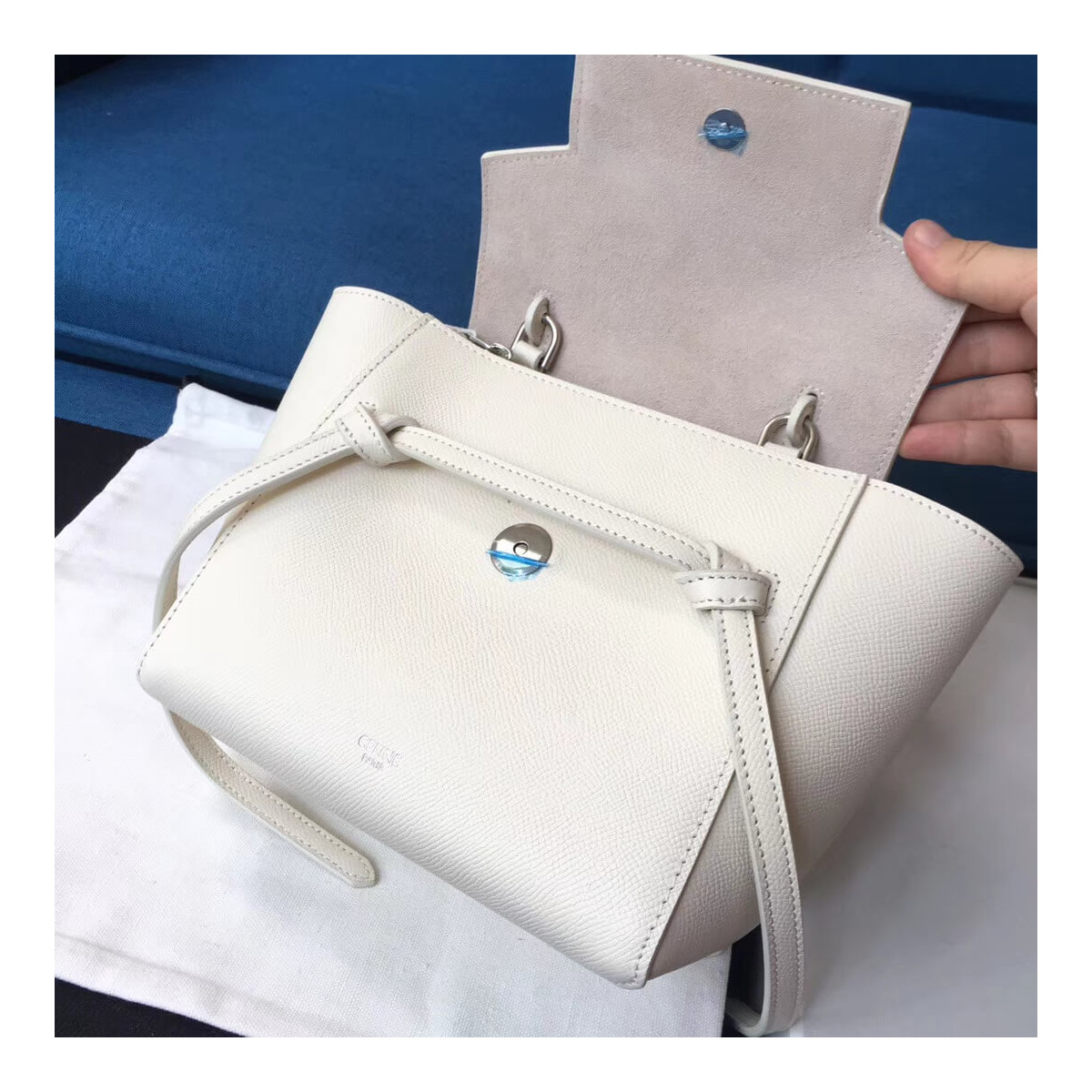 Celine Micro Belt Bag In Grained Calfskin 189153 White Celine Micro Belt Bag In Grained Calfskin 189153 White