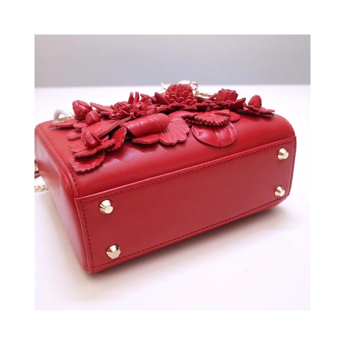 Christian Dior Lambskin Embroidered Flowers Mini "Lady Dior" Bag M0565 Christian Dior Lambskin Embroidered Flowers Mini "Lady Dior" Bag M0565