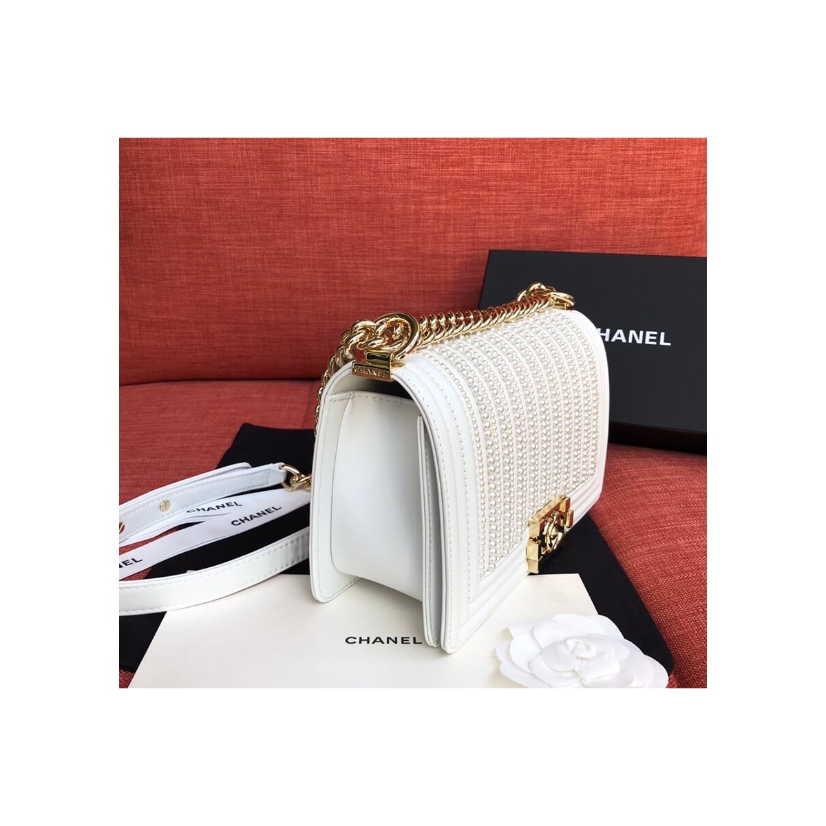 Chanel Imitation Pearls Boy Chanel Handbag A67086 Chanel Imitation Pearls Boy Chanel Handbag A67086