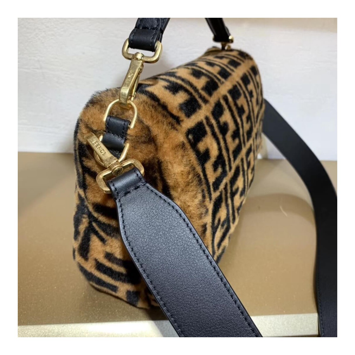 Fendi Sheepskin Large Baguette Bag 8BR771 Fendi Sheepskin Large Baguette Bag 8BR771
