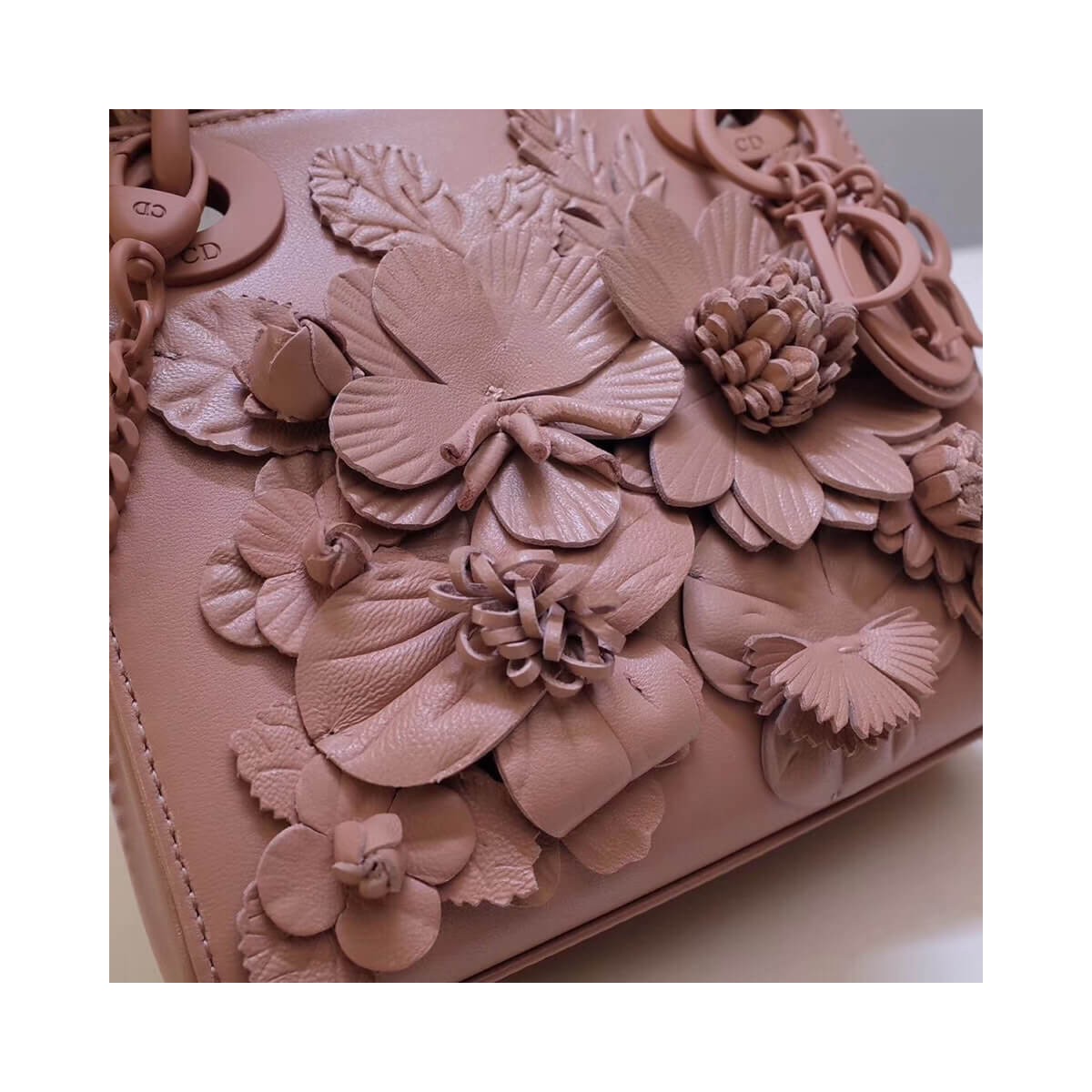 Christian Dior Lambskin Embroidered Flowers Mini "Lady Dior" Bag M0565 Christian Dior Lambskin Embroidered Flowers Mini "Lady Dior" Bag M0565