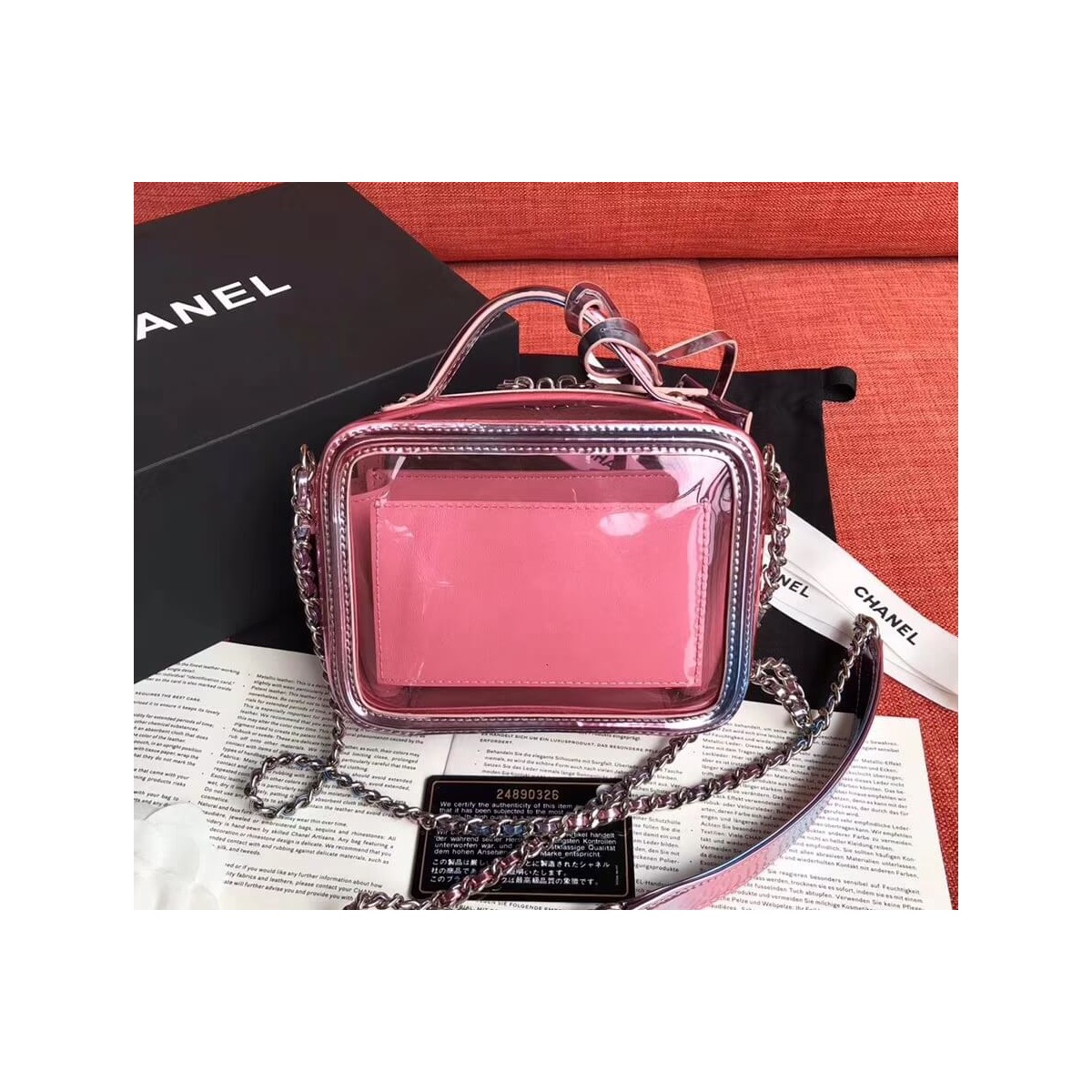 Chanel Vanity Case In Multicolour PVC A93343 Pink Chanel Vanity Case In Multicolour PVC A93343 Pink