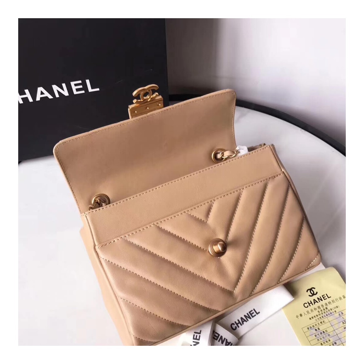 Chanel Calfskin Flap Bag With Top Handle AS0804 Chanel Calfskin Flap Bag With Top Handle AS0804