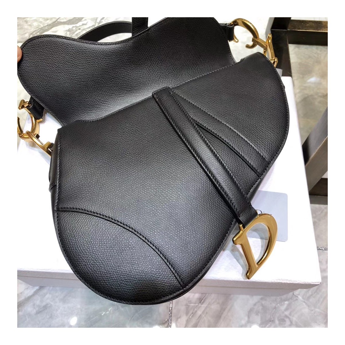 Christian Dior Grained Calfskin Saddle Bag M0446