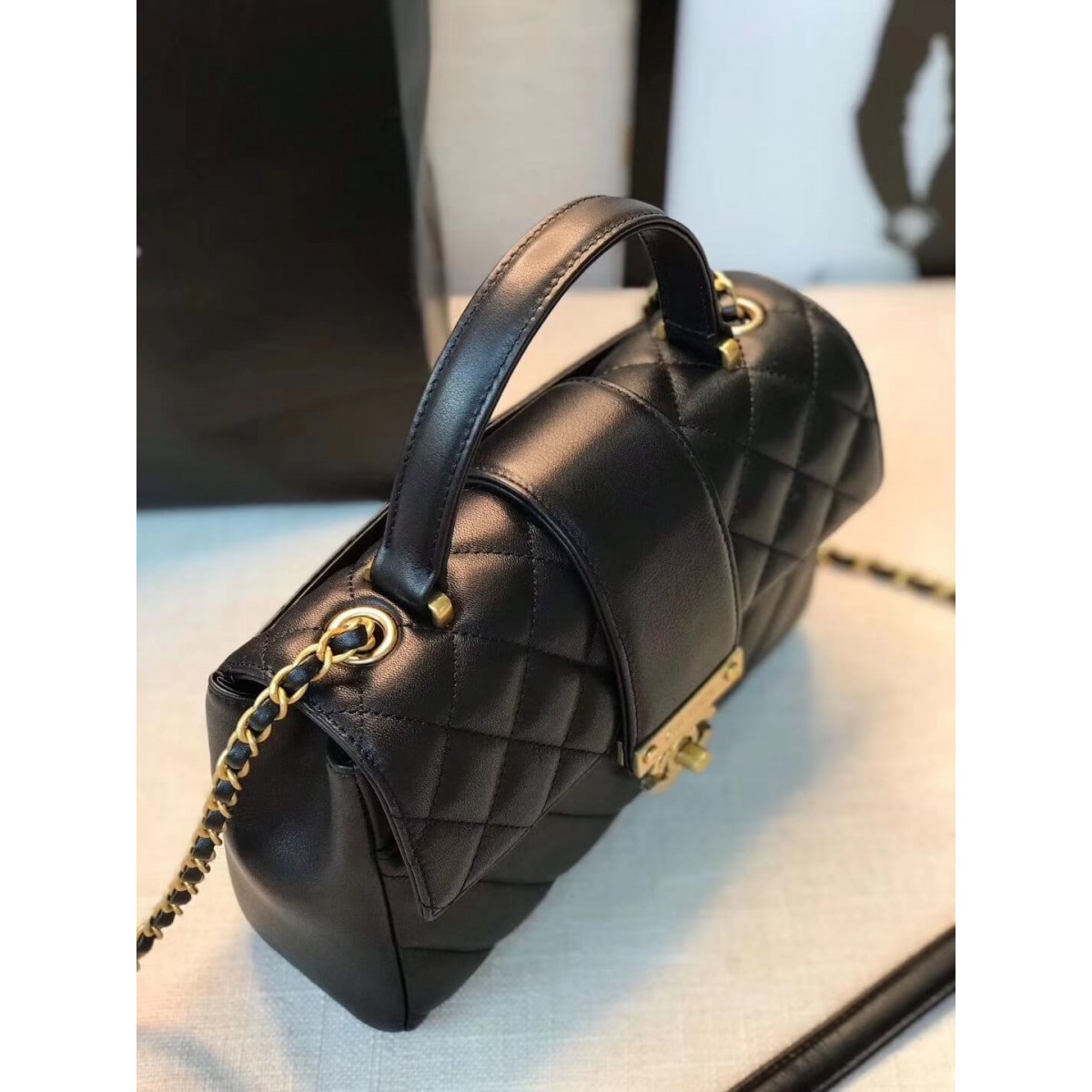 Chanel Calfskin Flap Bag With Top Handle AS0804 Chanel Calfskin Flap Bag With Top Handle AS0804