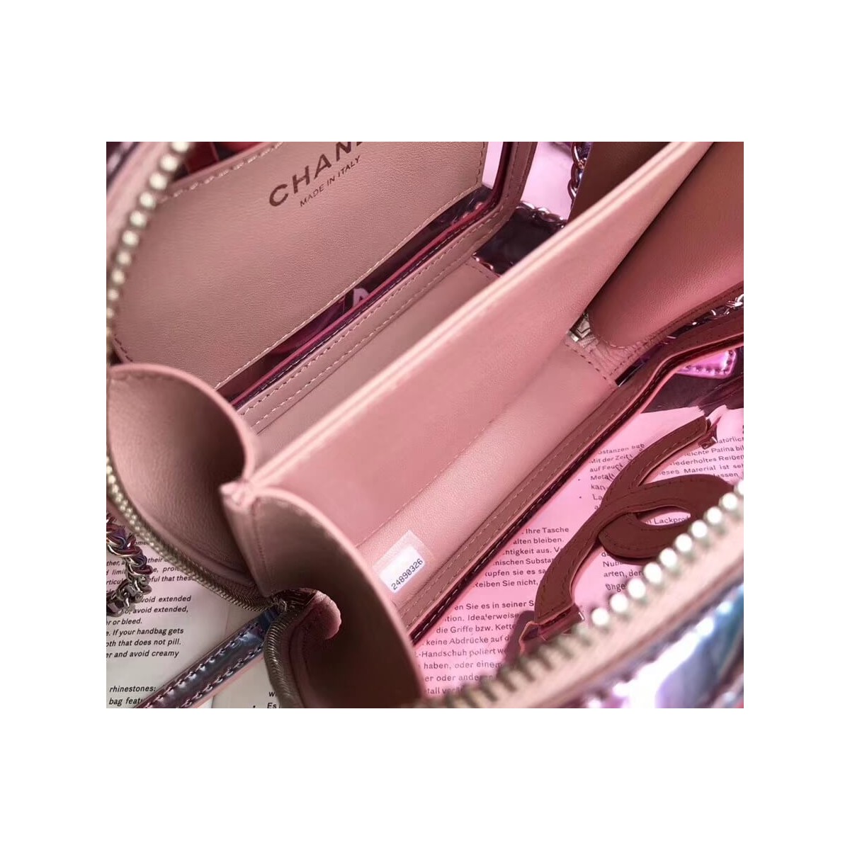 Chanel Vanity Case In Multicolour PVC A93343 Pink Chanel Vanity Case In Multicolour PVC A93343 Pink