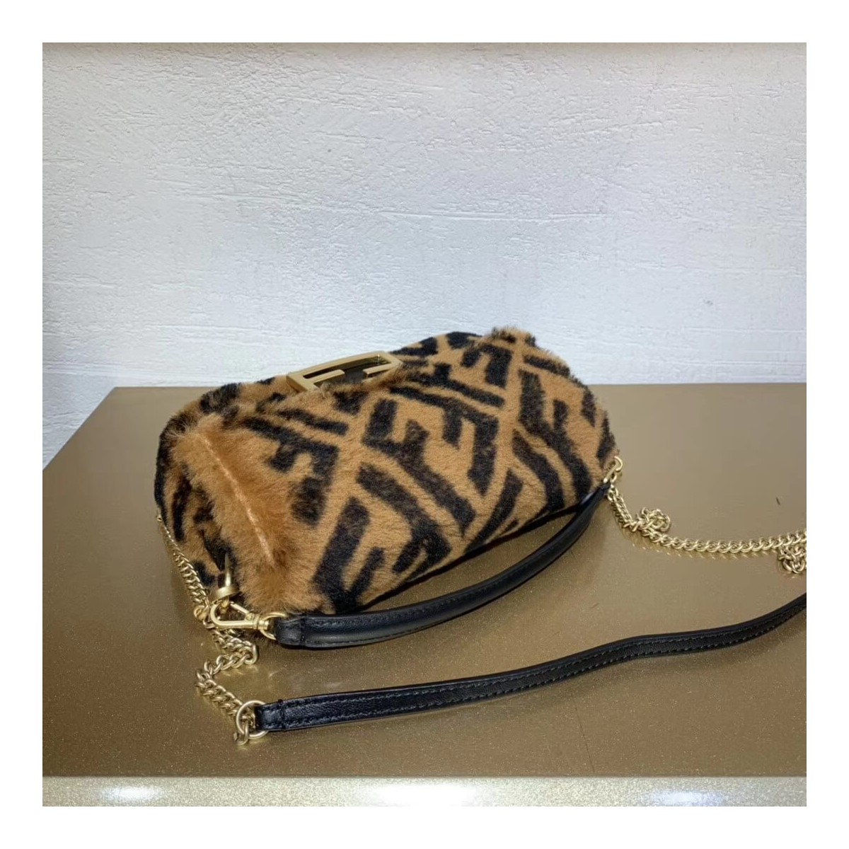 Fendi Sheepskin Mini Baguette Bag 8BS017 Fendi Sheepskin Mini Baguette Bag 8BS017
