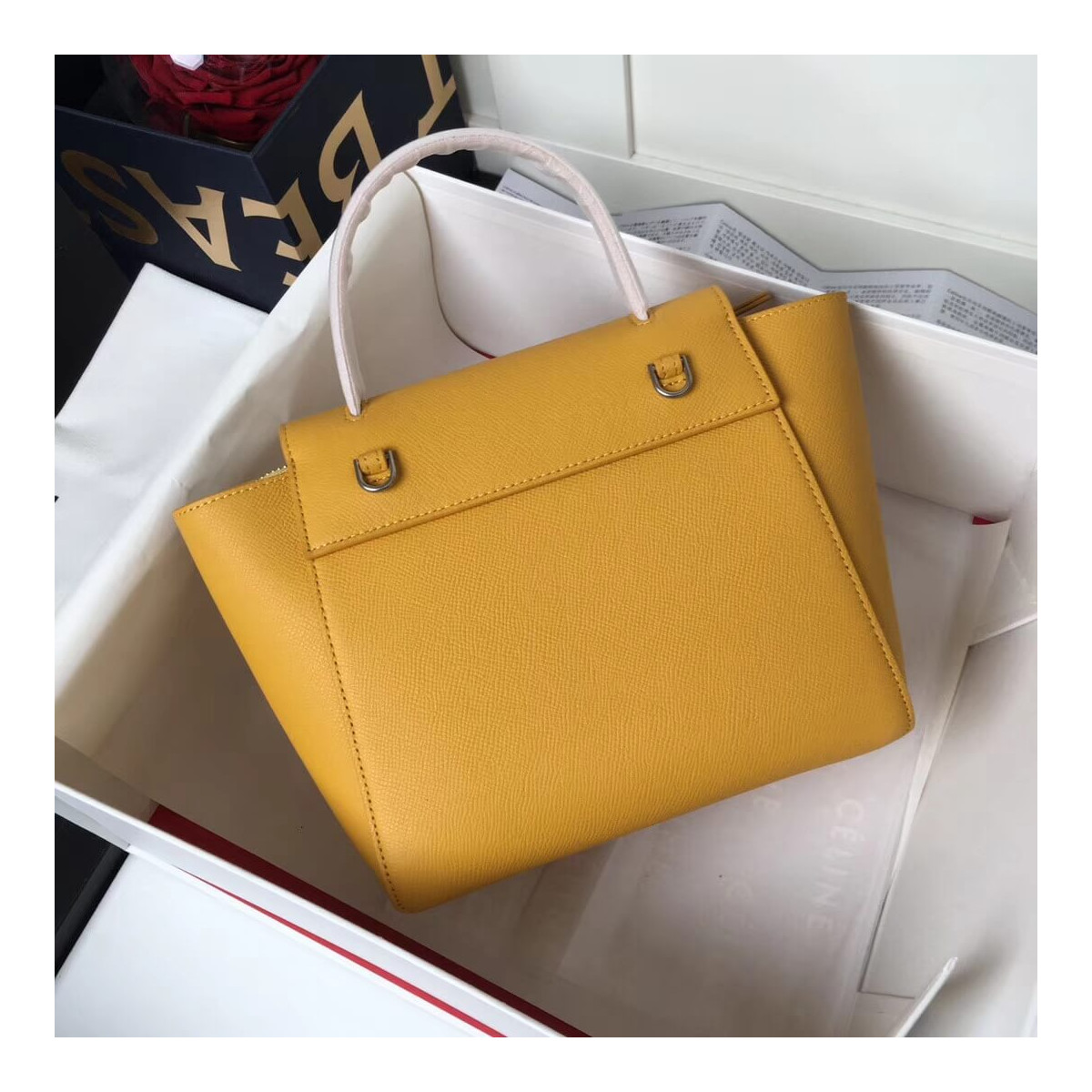 Celine Micro Belt Bag In Grained Calfskin 189153 Yellow Celine Micro Belt Bag In Grained Calfskin 189153 Yellow
