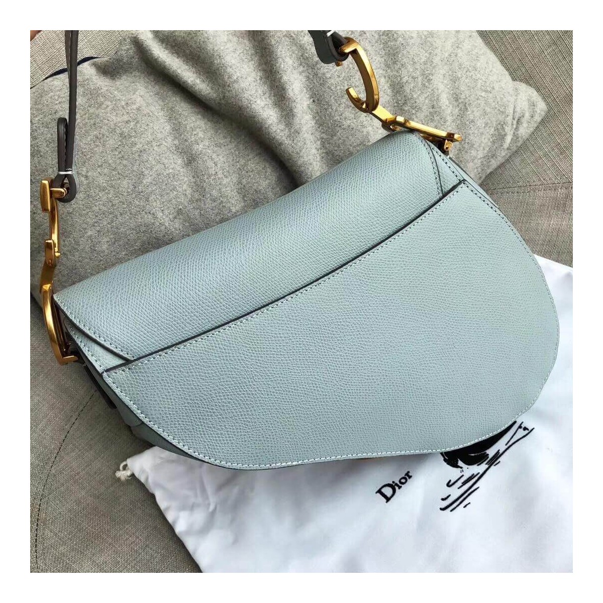 Christian Dior Grained Calfskin Saddle Bag M0446