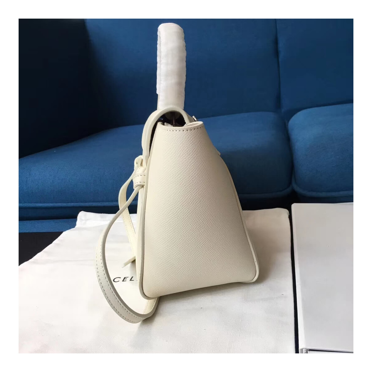 Celine Micro Belt Bag In Grained Calfskin 189153 White Celine Micro Belt Bag In Grained Calfskin 189153 White