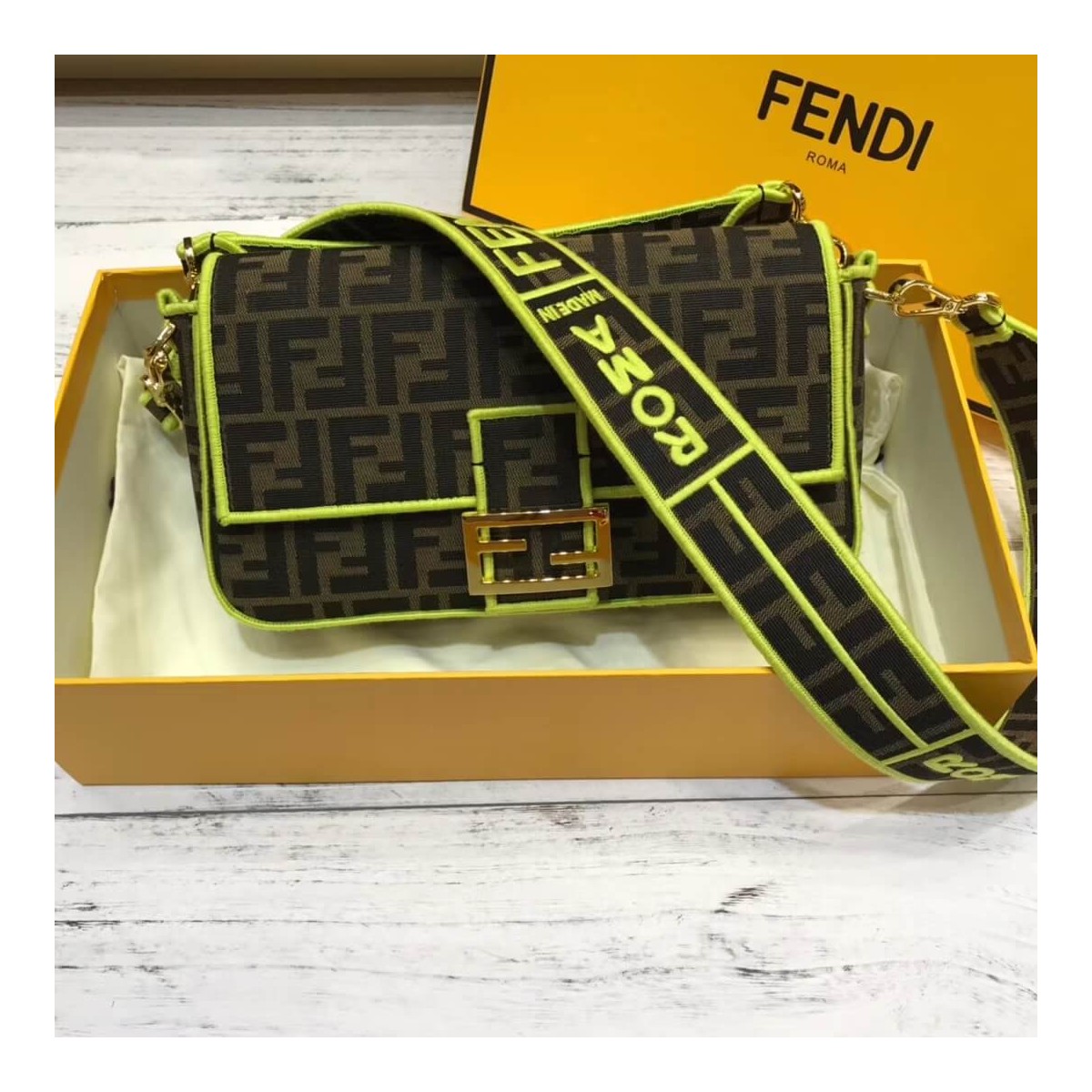 Fendi Roma Amor Fabric Baguette Bag 8BR600 Fendi Roma Amor Fabric Baguette Bag 8BR600