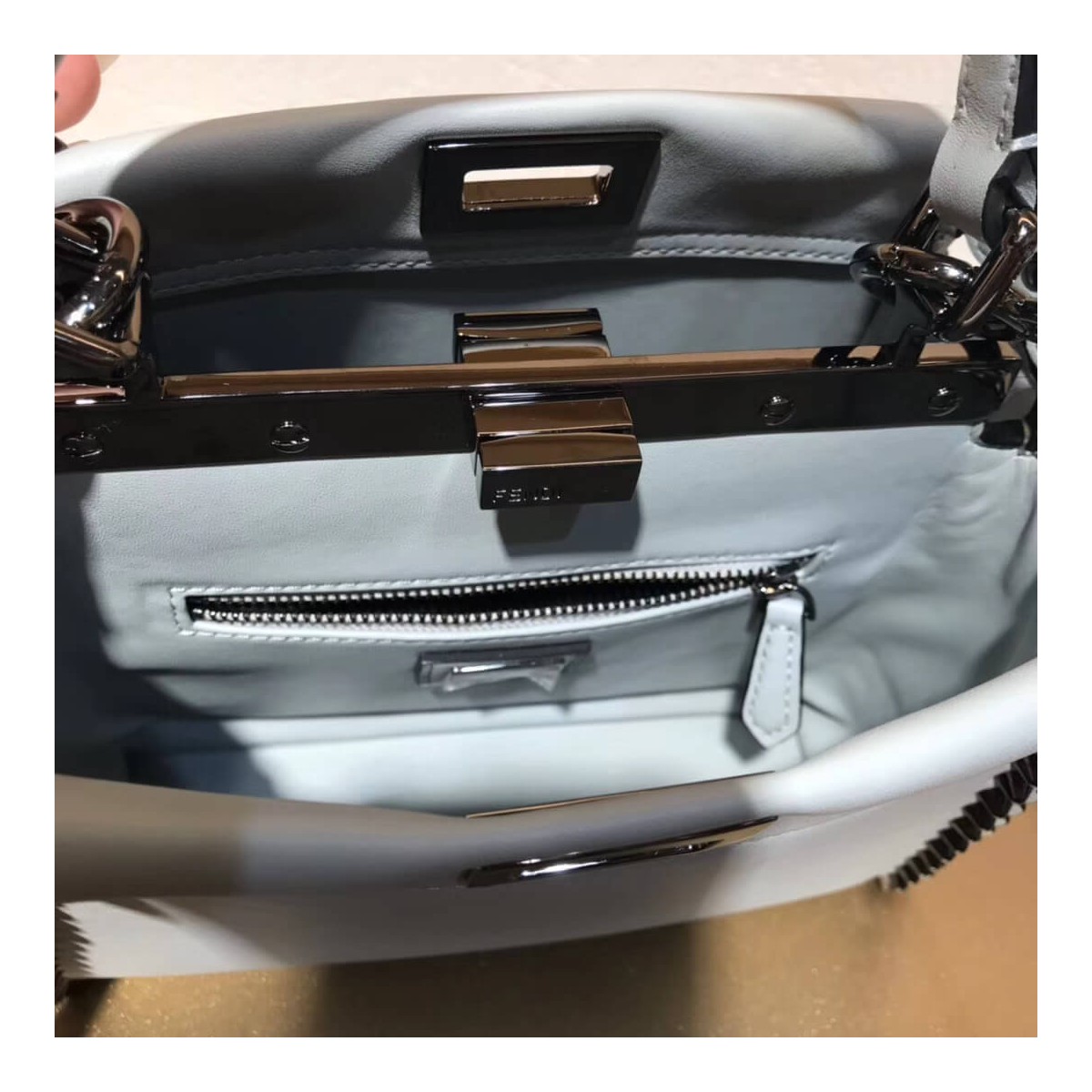 Fendi Peekaboo Mini with Metal-Plated Micro Studs 8BN244 Fendi Peekaboo Mini with Metal-Plated Micro Studs 8BN244
