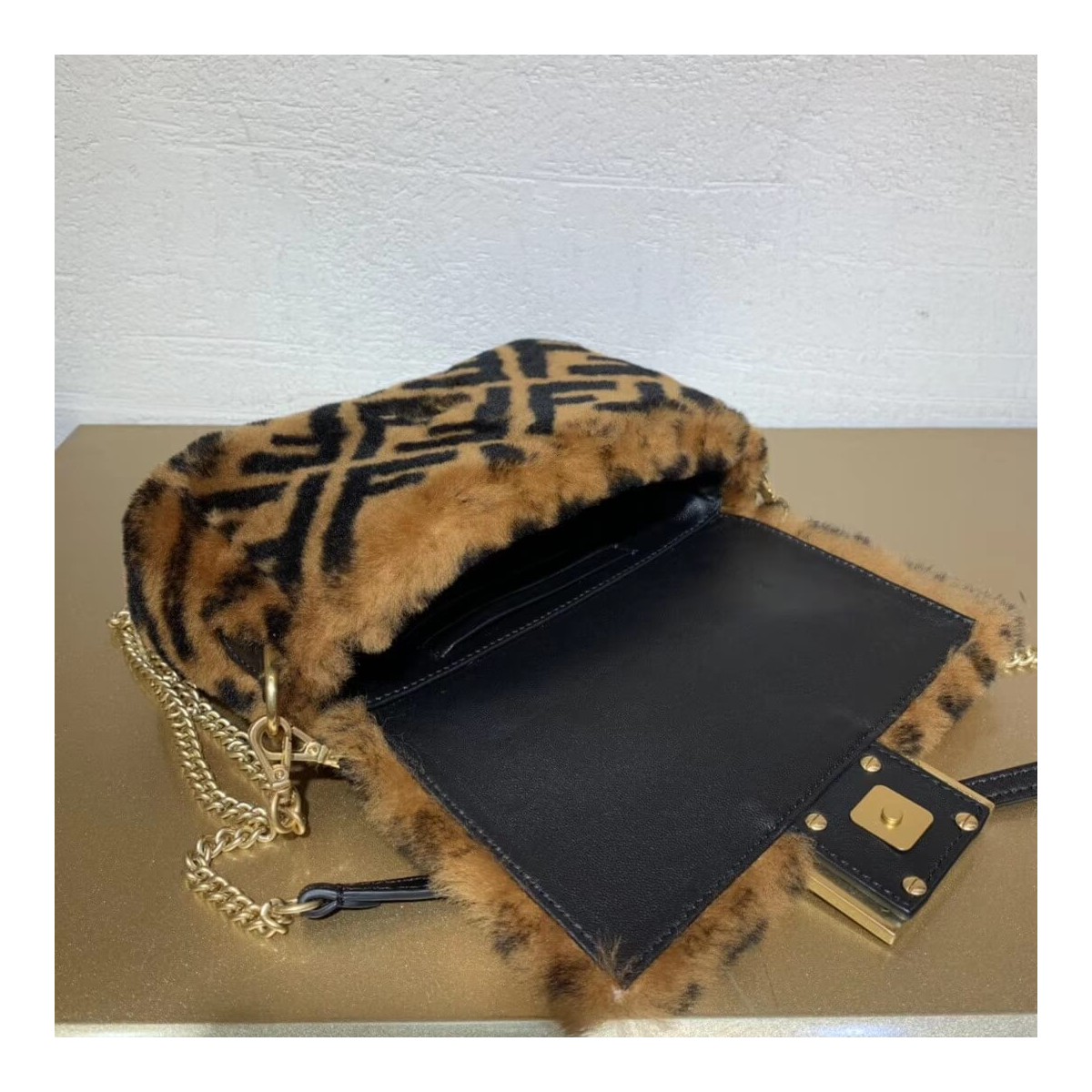 Fendi Sheepskin Mini Baguette Bag 8BS017 Fendi Sheepskin Mini Baguette Bag 8BS017