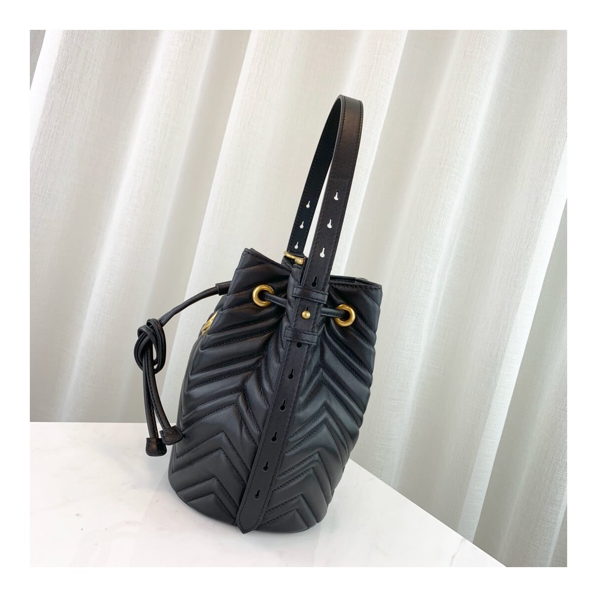 Gucci GG Marmont Quilted Leather Bucket Bag 476674 Gucci GG Marmont Quilted Leather Bucket Bag 476674